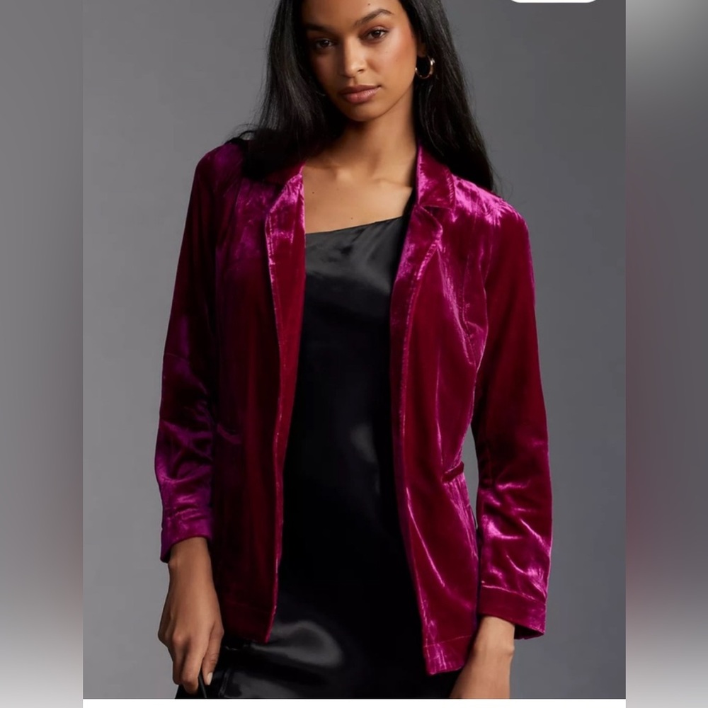 NWT by Anthropologie Velvet Tulip-Back Blazer size L